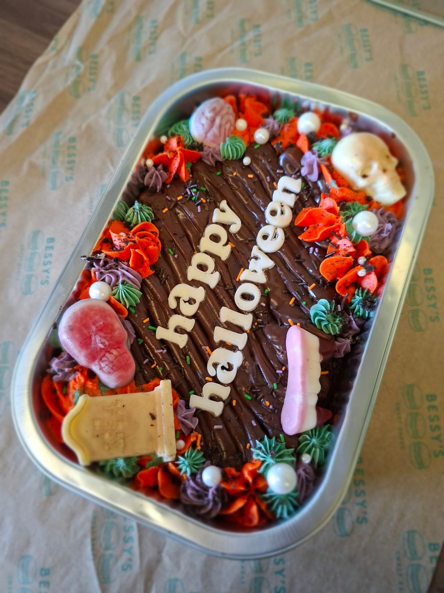 "Happy Halloween" brownie tray