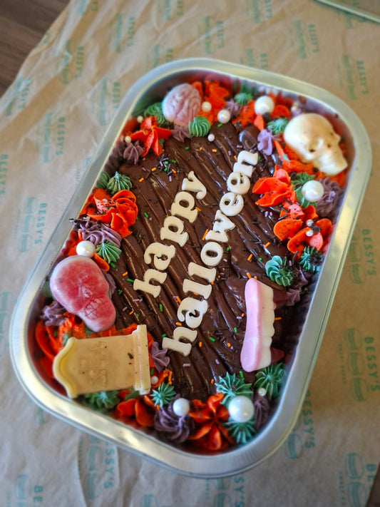 "Happy Halloween" brownie tray