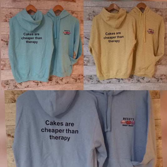 "Cakes are cheaper than therapy" hoodie